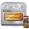 Geek Chef Air Fryer Toaster Oven Combo, 4 Slice Toaster Convection Oven Warm, Broil, Toast, Bake, Oil-Free, Accessories Included, Stainless Steel, Sil