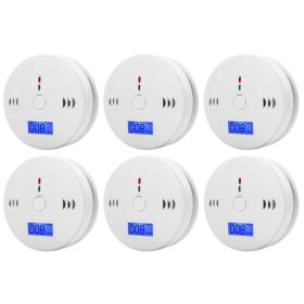 1-6Pcs CO Sensor Carbon Monoxide Detector Sound Independent CO Poisoning Warning Alarm Detectors Meter Kitchen Fireplace Indoor (Ships From: CN, Color: 6PCS)